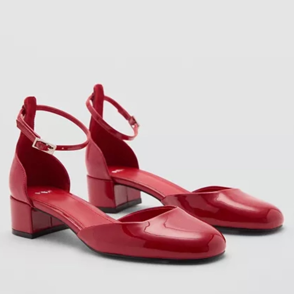 Mango Bright Red Modern Chic Rounded Toe Patent M… - image 1